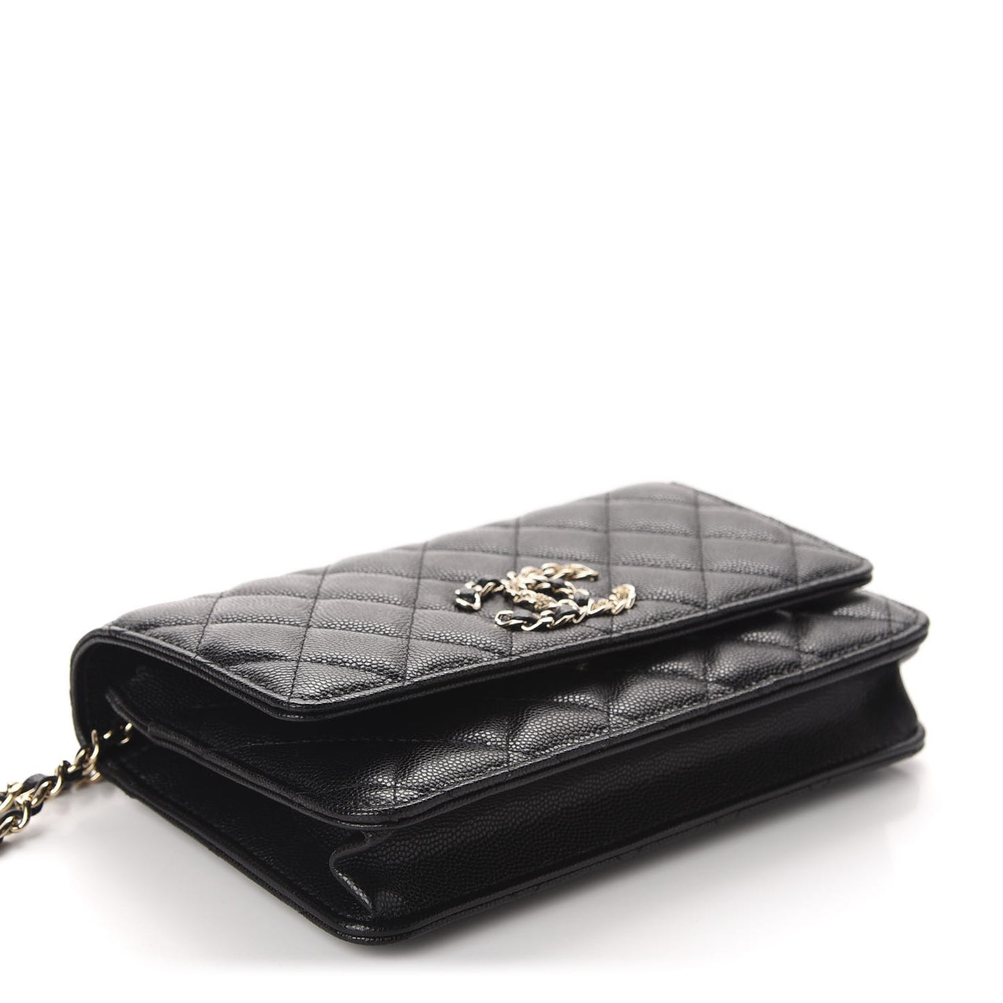Caviar Quilted French New Wave Chain CC Wallet On Chain WOC Black