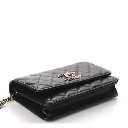 Chanel Caviar Quilted French New Wave Chain CC Wallet On Chain WOC Black 4 of 12