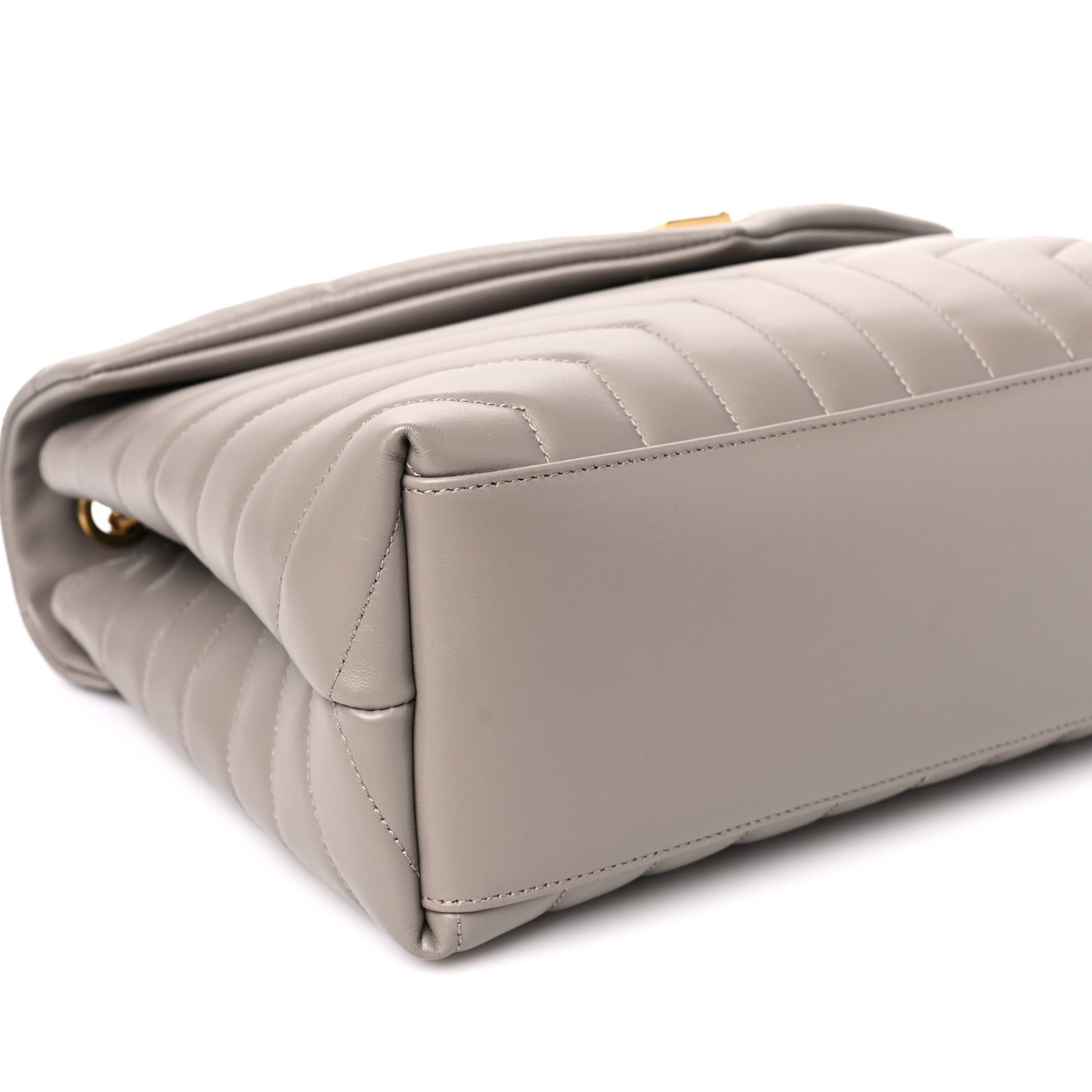 Calfskin Y Quilted Monogram Medium Loulou Chain Satchel Grey Brown