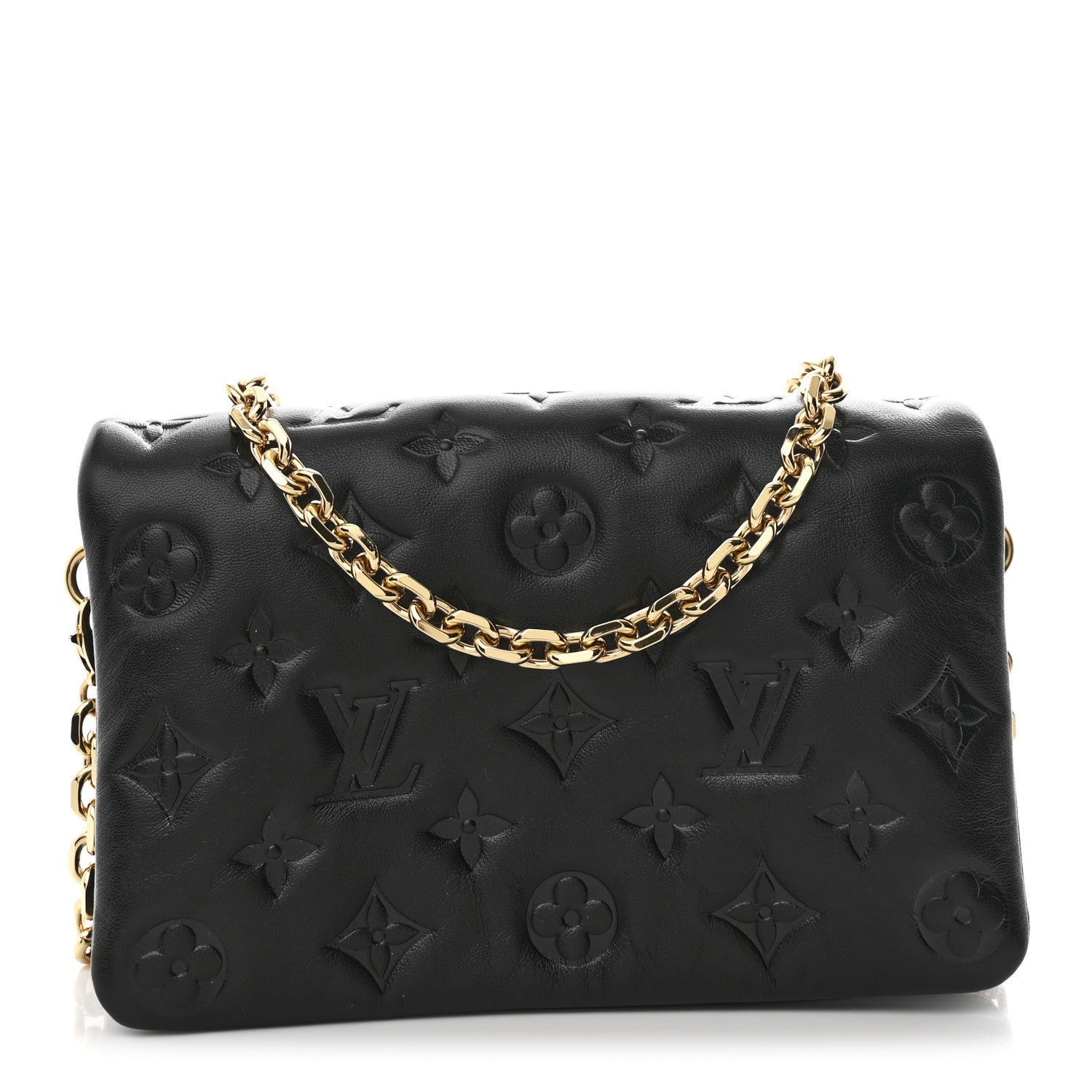 Louis Vuitton Lambskin Embossed Monogram Pochette Coussin Black 1 of 12