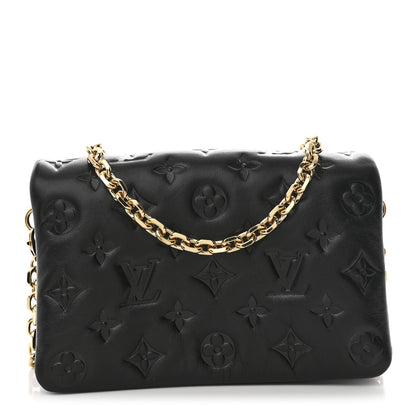 Louis Vuitton Lambskin Embossed Monogram Pochette Coussin Black 1 of 12