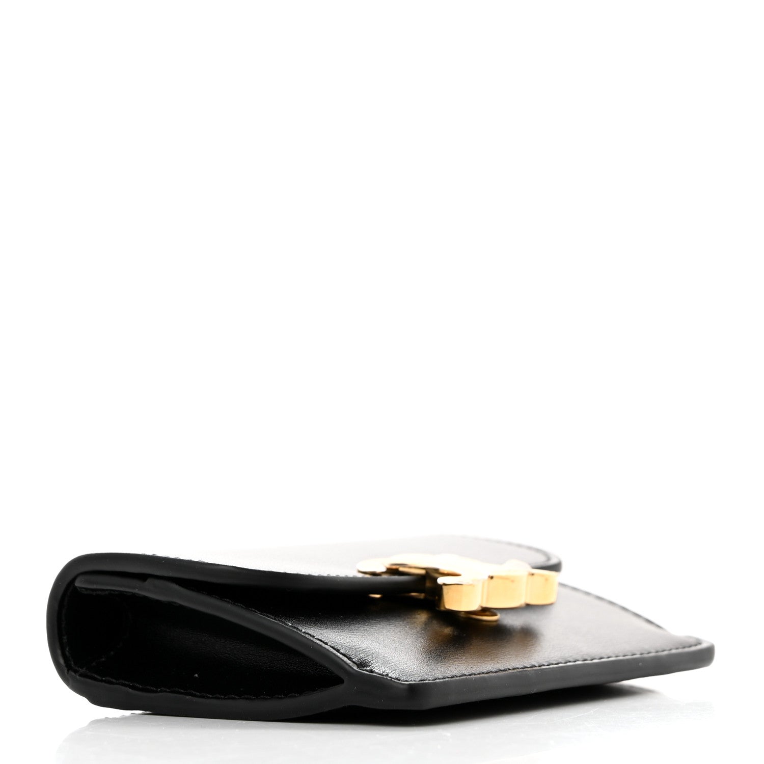 Celine Shiny Calfskin Triomphe Flap Card Holder Black 4 of 9