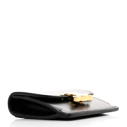 Celine Shiny Calfskin Triomphe Flap Card Holder Black 4 of 9