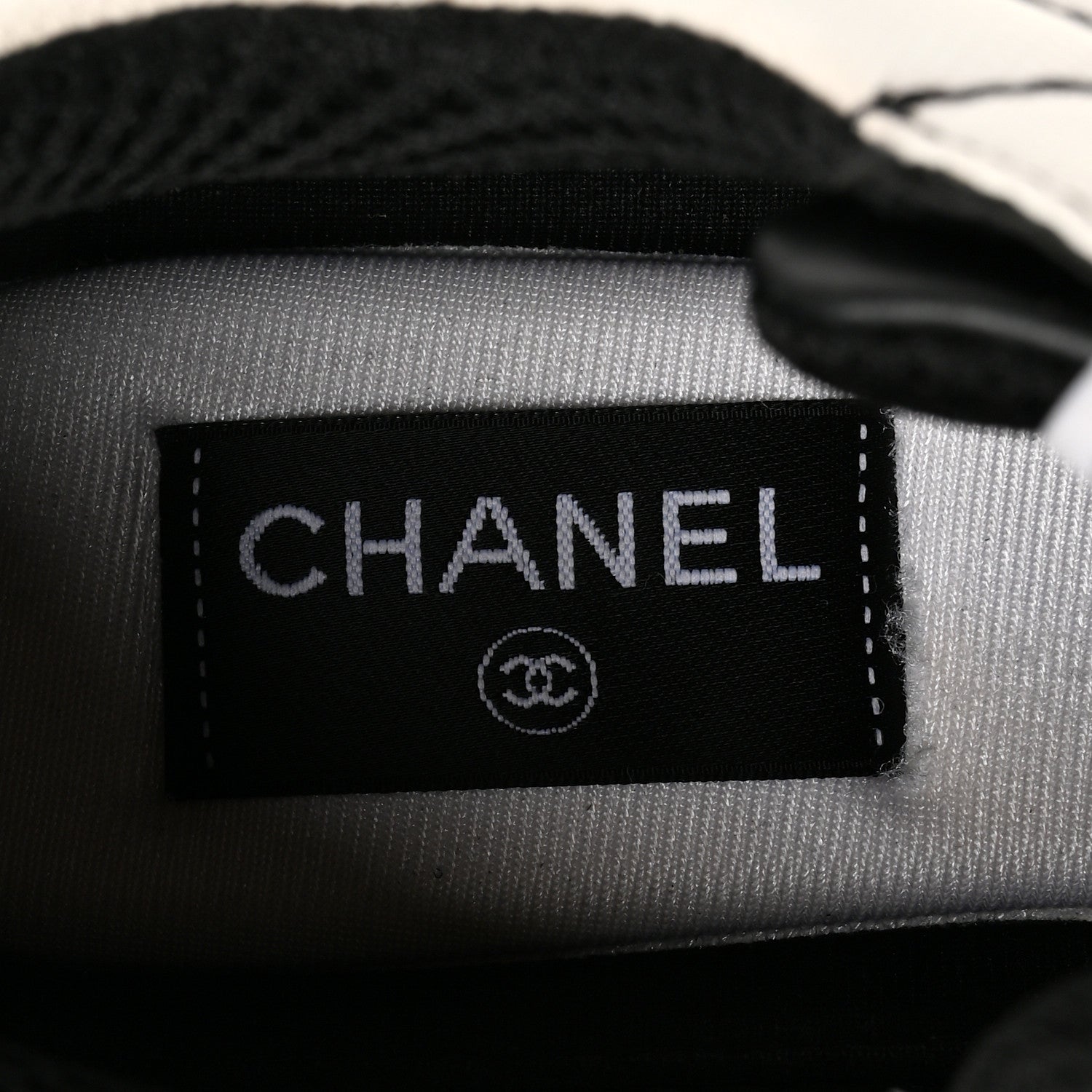 Chanel Cotton Womens CC Sneakers 39.5 White Black 7 of 9