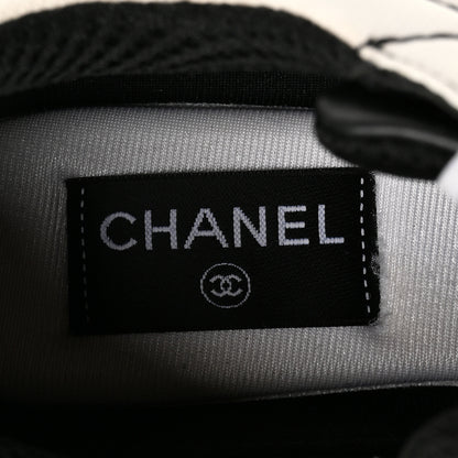 Chanel Cotton Womens CC Sneakers 39.5 White Black 7 of 9