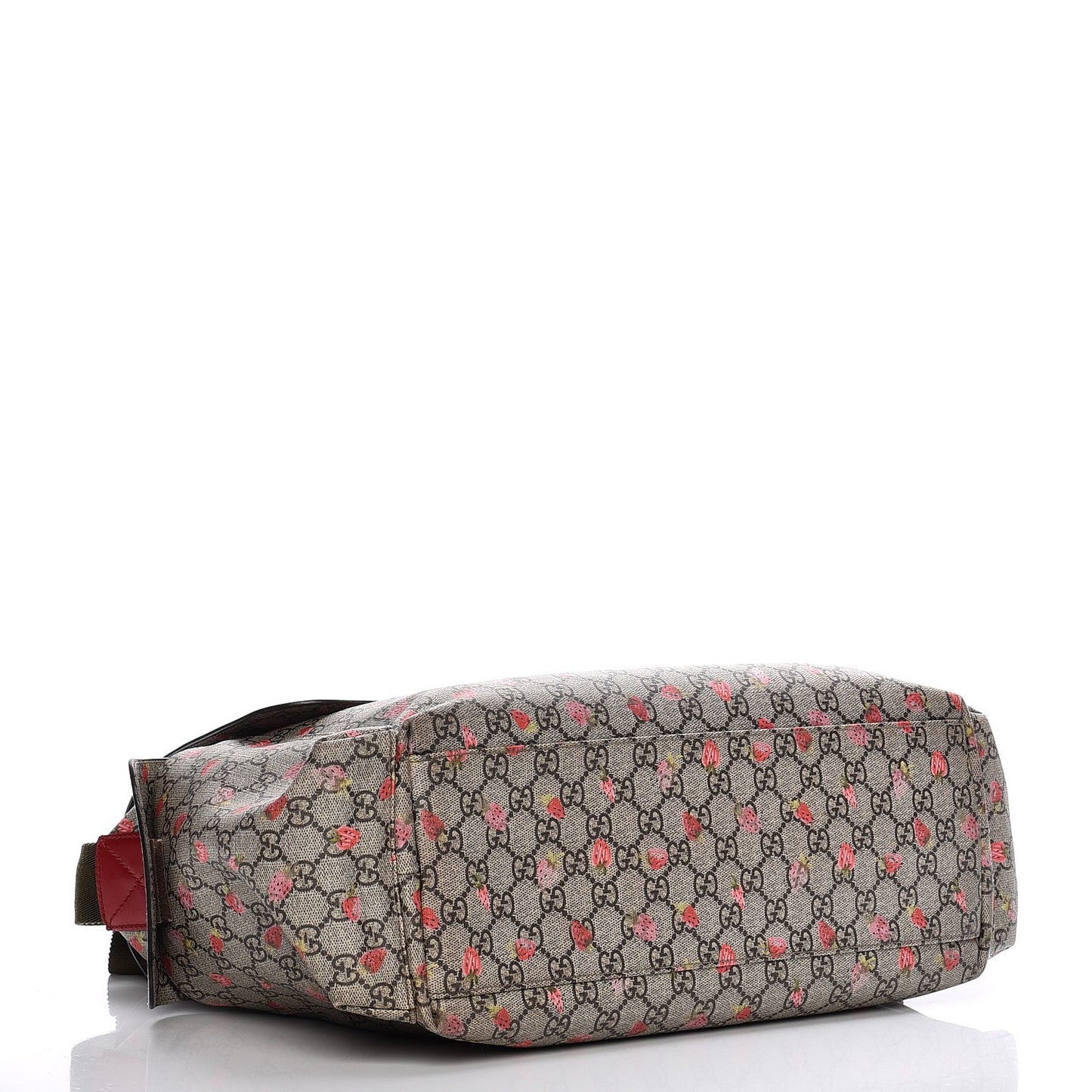 GG Supreme Monogram Strawberry Messenger Diaper Bag Beige