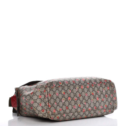 Gucci GG Supreme Monogram Strawberry Messenger Diaper Bag Beige 4 of 13