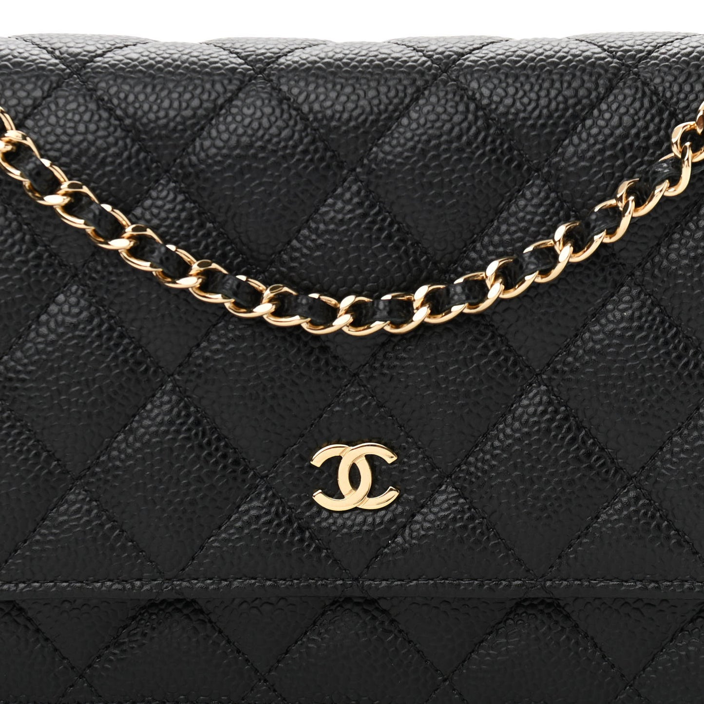 Caviar Quilted Wallet On Chain WOC Black