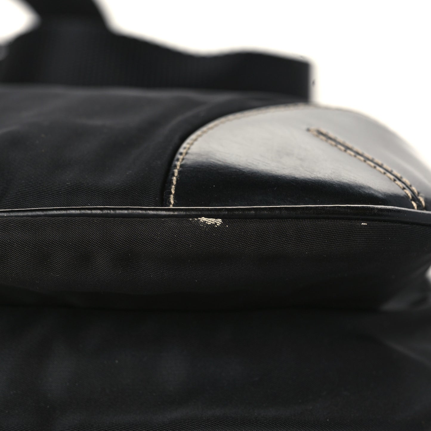 Tessuto Nylon Calfskin Flat Messenger Bag Black