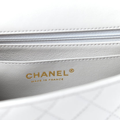Chanel Lambskin Quilted Mini Top Handle Rectangular Flap Grey 6 of 12