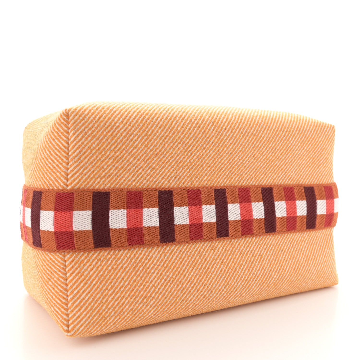 Hermes Merino Wool Large Au Carre Bride-A-Brac Pouch Fauve 4 of 6