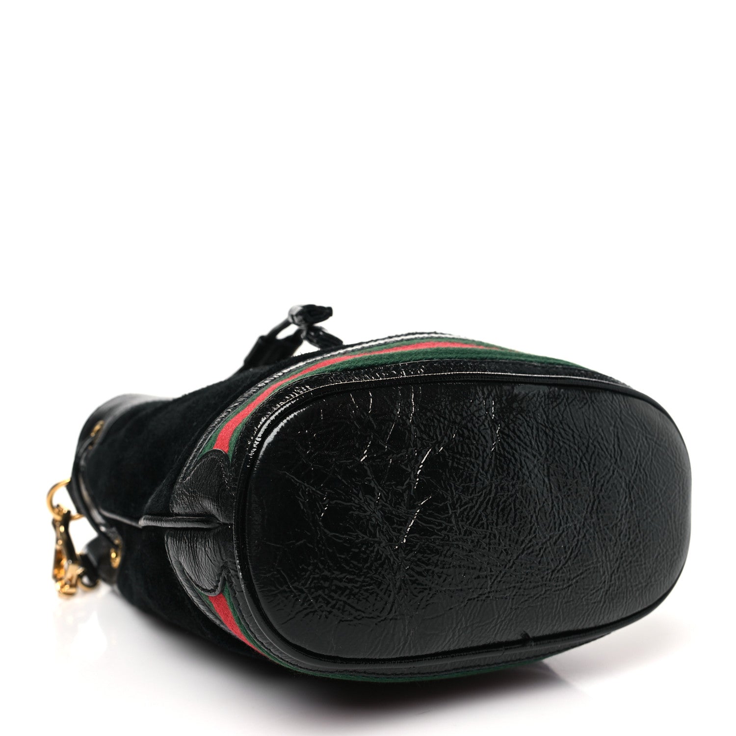 Gucci Suede Patent Web Small Ophidia Bucket Bag Black 4 of 10