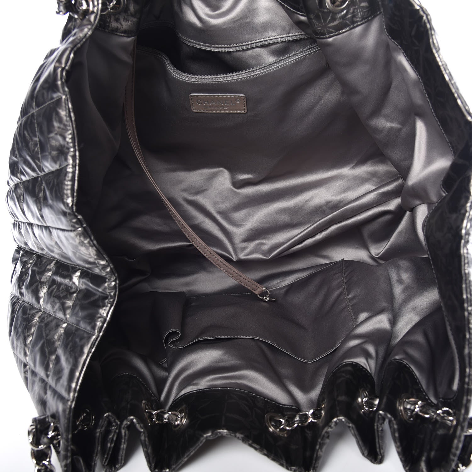 Chanel Nylon Printed Cabas Tote Silver 7 of 9