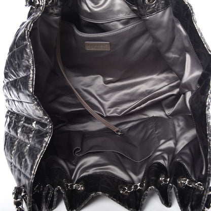 Chanel Nylon Printed Cabas Tote Silver 7 of 9