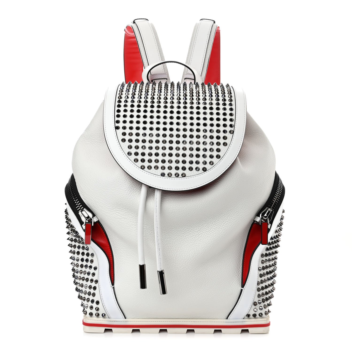 Christian Louboutin Calfskin Spiked Explorafunk Backpack White 1 of 21
