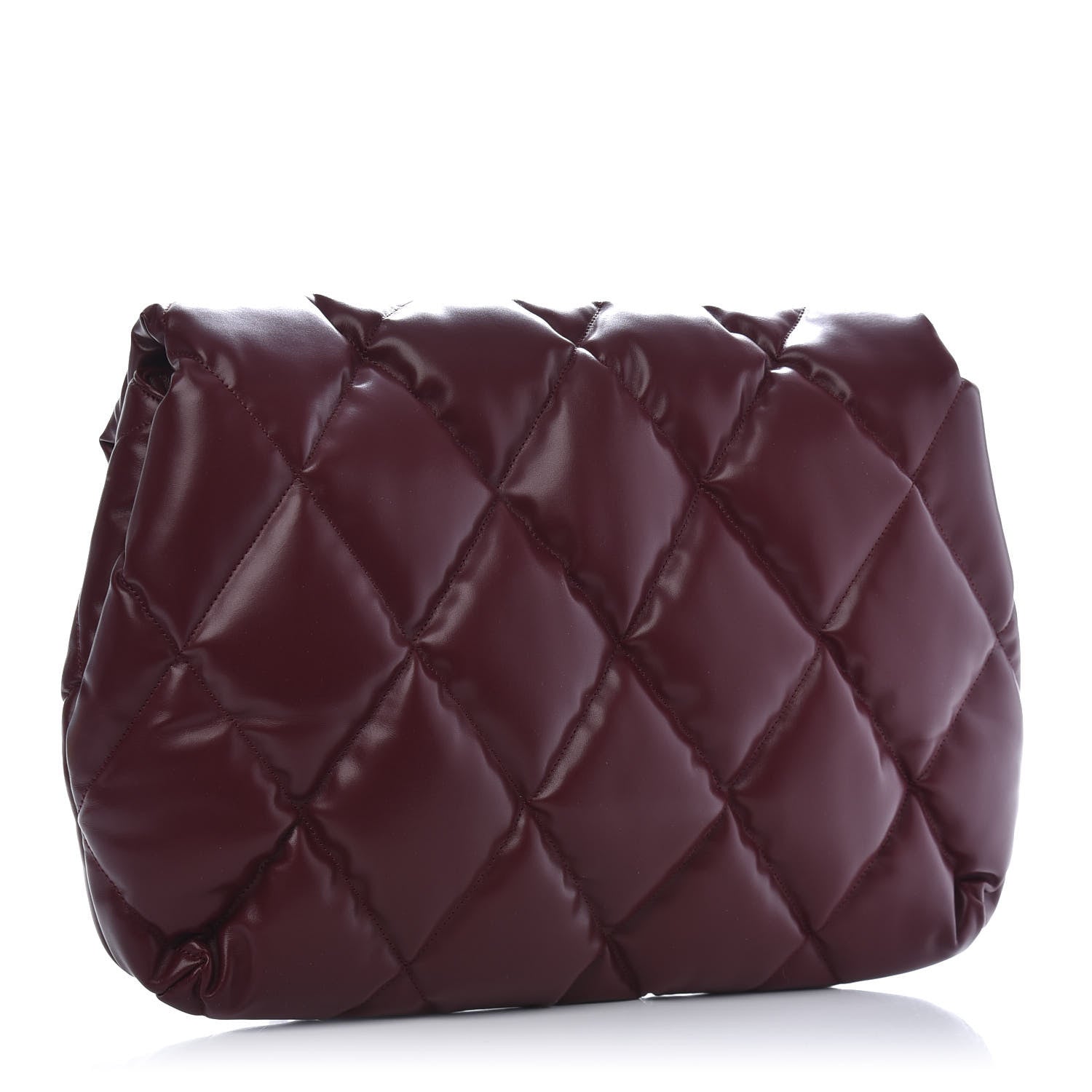 Balenciaga Nappa Calfskin Quilted Touch B Clutch Bag Dark Red 4 of 11