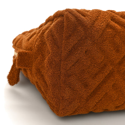 Fendi Terry Cloth Vitello Century Matte FF 1974 Embossed Medium Trapezoid Beauty Pouch Caramel 6 of 7