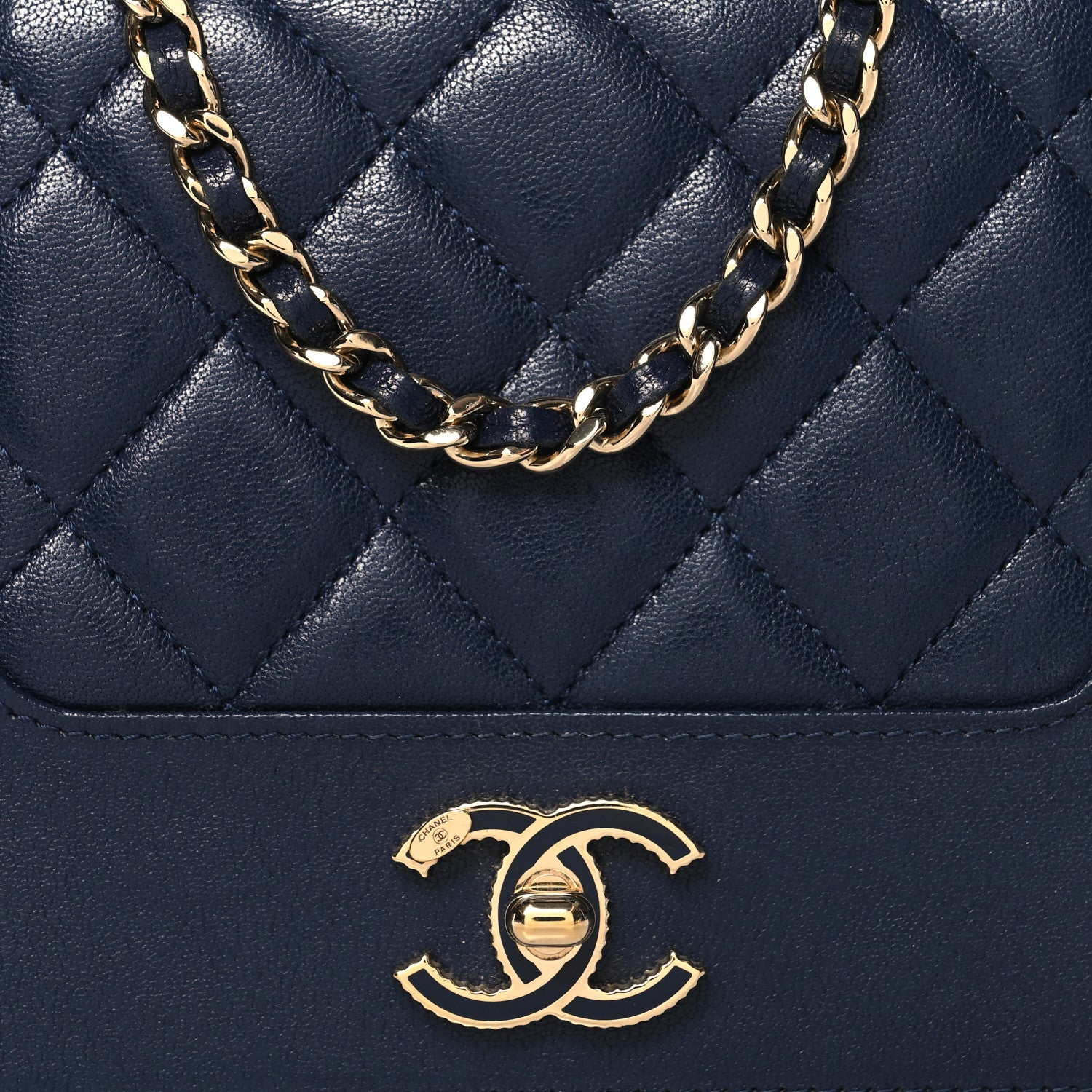 Chanel Sheepskin Quilted Mademoiselle Vintage Wallet On Chain WOC Navy 9 of 12