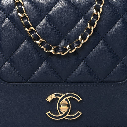 Chanel Sheepskin Quilted Mademoiselle Vintage Wallet On Chain WOC Navy 9 of 12