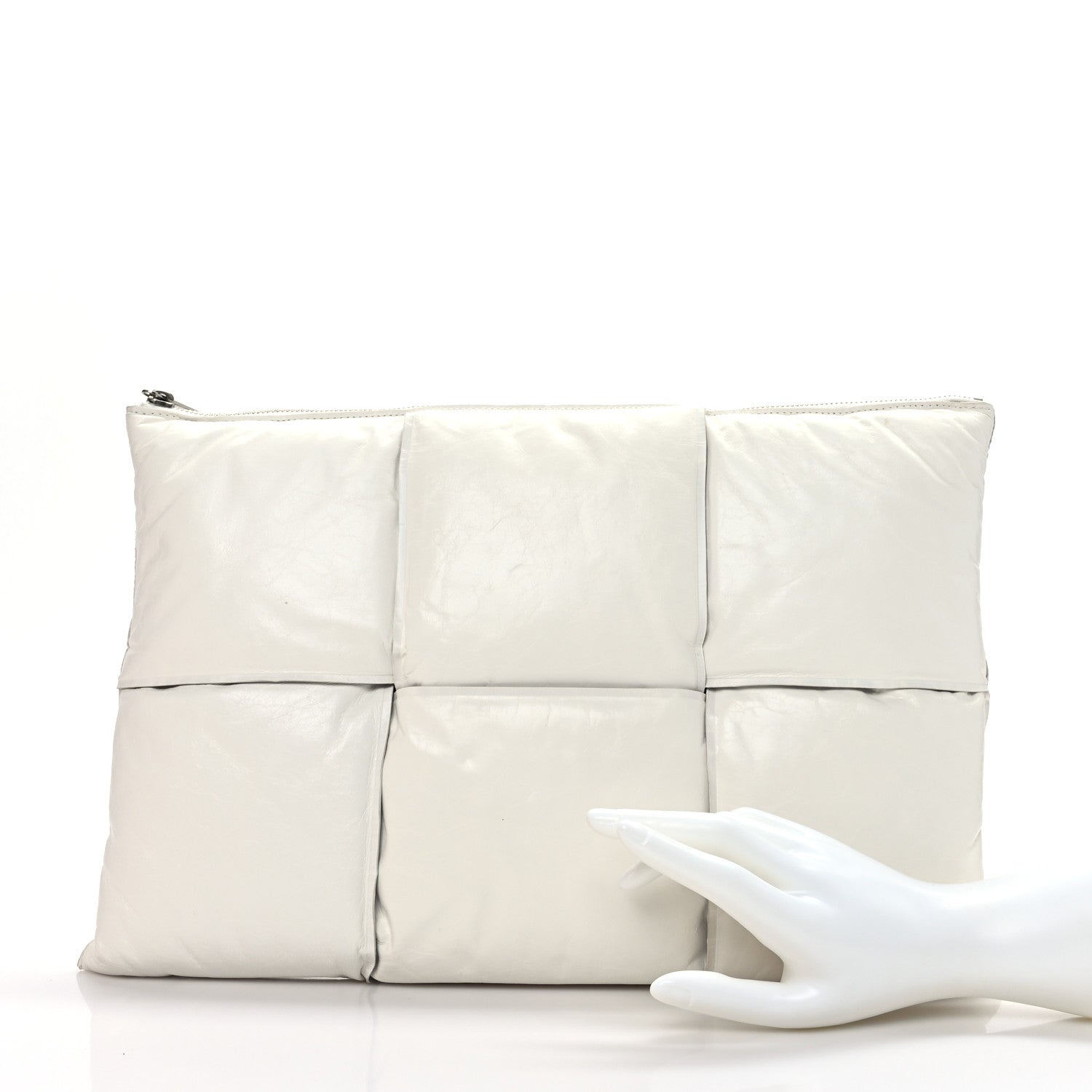 Bottega Veneta Calfskin Maxi Intrecciato Puffy Pouch White 2 of 9