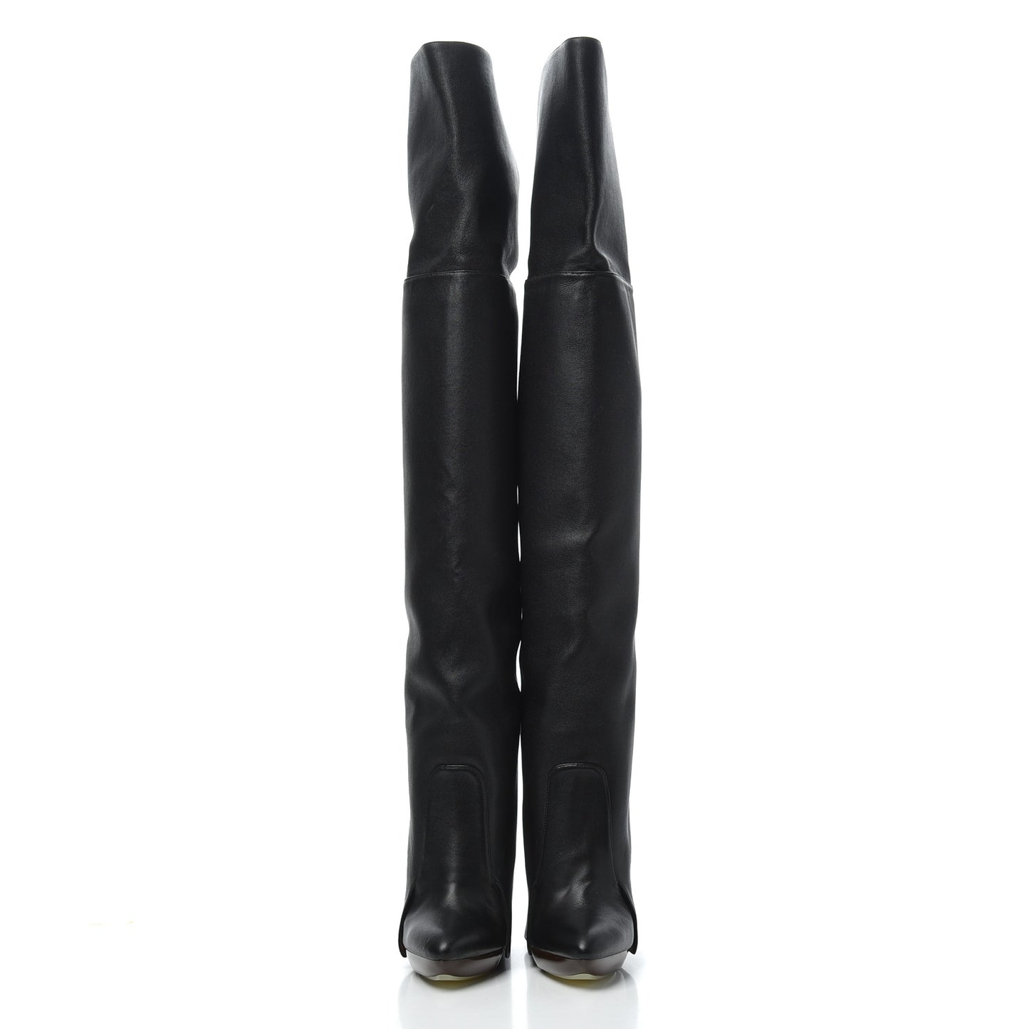 Calfskin Newton Over The Knee Boots 35.5 Black Marron