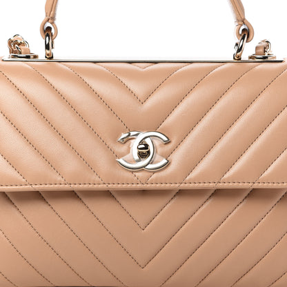 Chanel Lambskin Chevron Quilted Small Trendy CC Dual Handle Flap Bag Beige 10 of 11