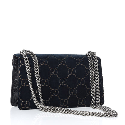 Gucci Velvet Skipper Crystal GG Monogram Small Dionysus Shoulder Bag Blue Beige Black 4 of 11