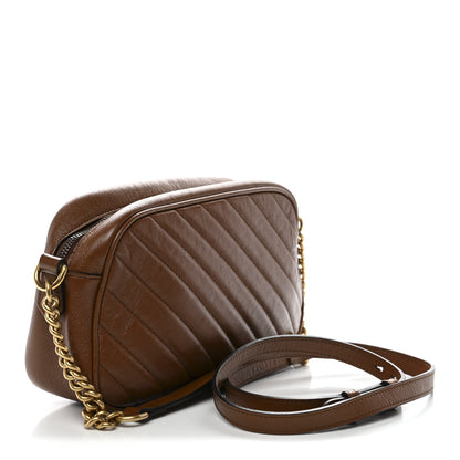 Gucci Glazed Calfskin Matelasse Diagonal Small GG Marmont Chain Shoulder Bag Cuir 3 of 10