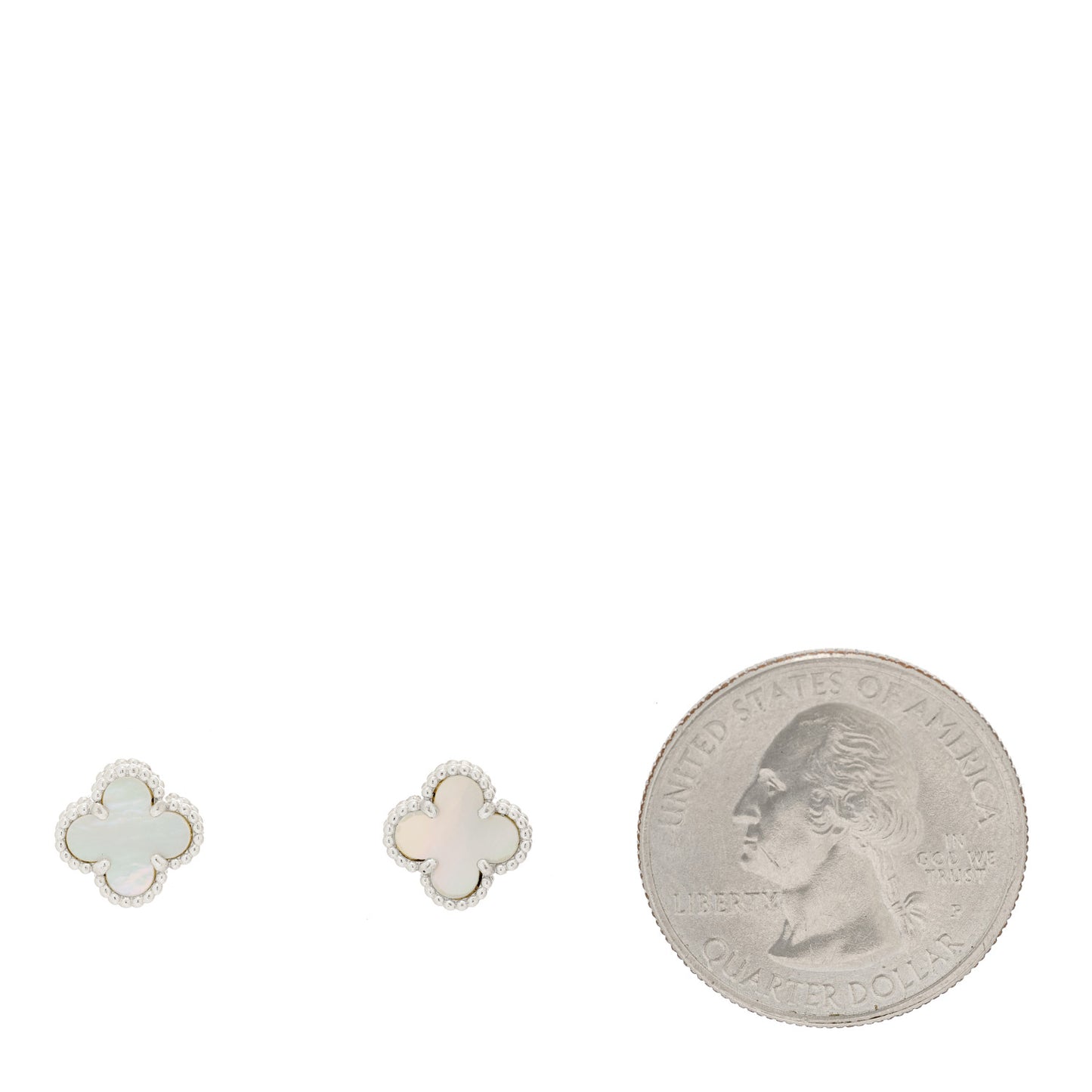 18K White Gold Mother of Pearl Sweet Alhambra Earrings