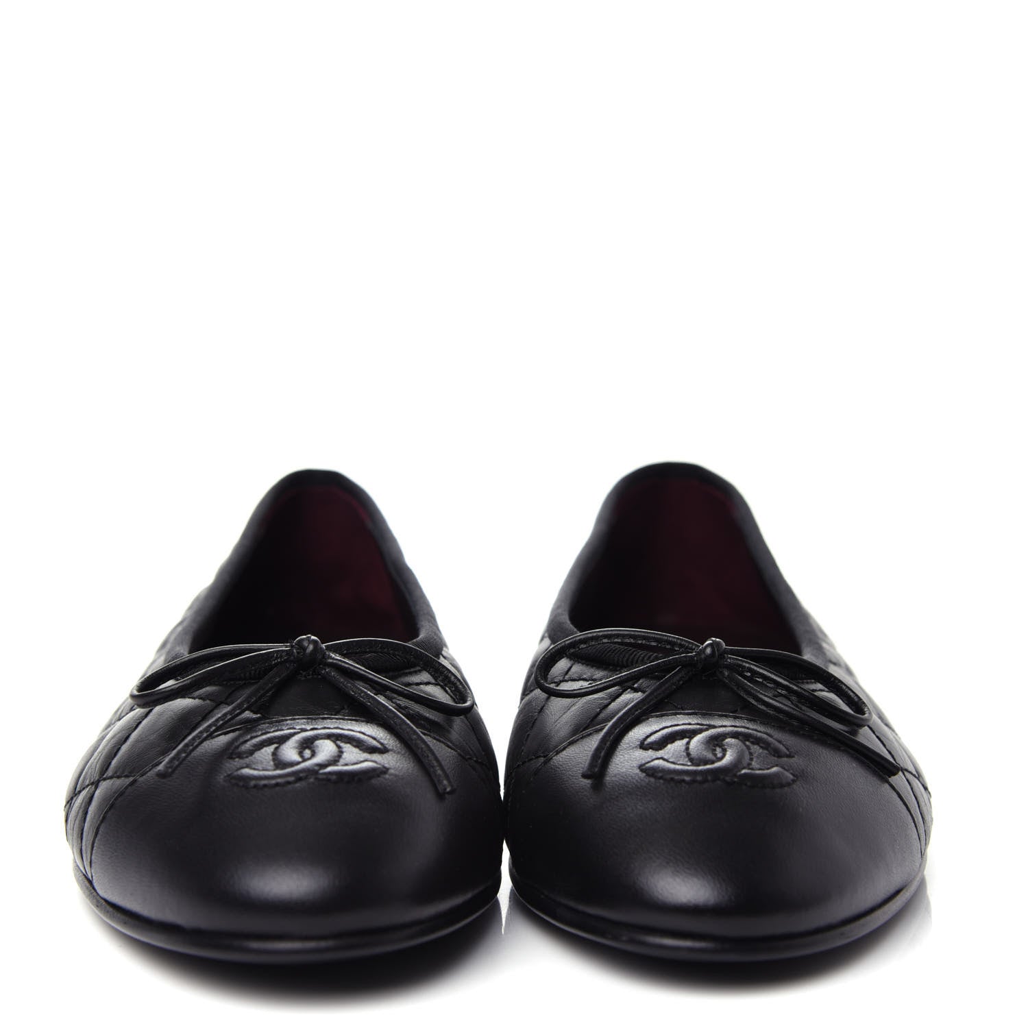 Chanel Aged Calfskin Quilted Cap Toe Ballerina Flats 39.5 Black 2 of 11