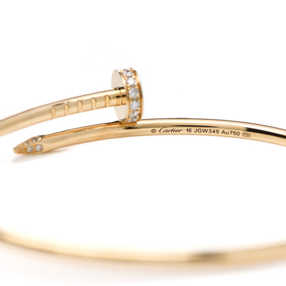 Cartier 18K Yellow Gold Diamond Small Juste Un Clou Bracelet 16 4 of 4
