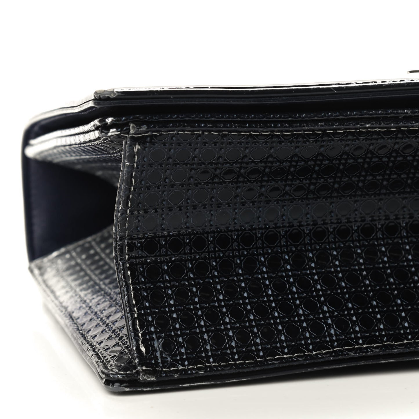 Metallic Patent Micro-Cannage Gradient Medium Diorama Flap Bag Silver Blue