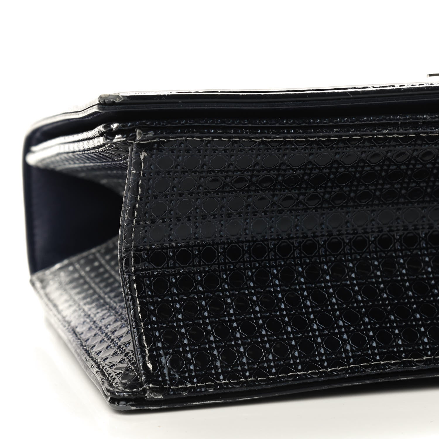Christian Dior Metallic Patent Micro-Cannage Gradient Medium Diorama Flap Bag Silver Blue 7 of 8