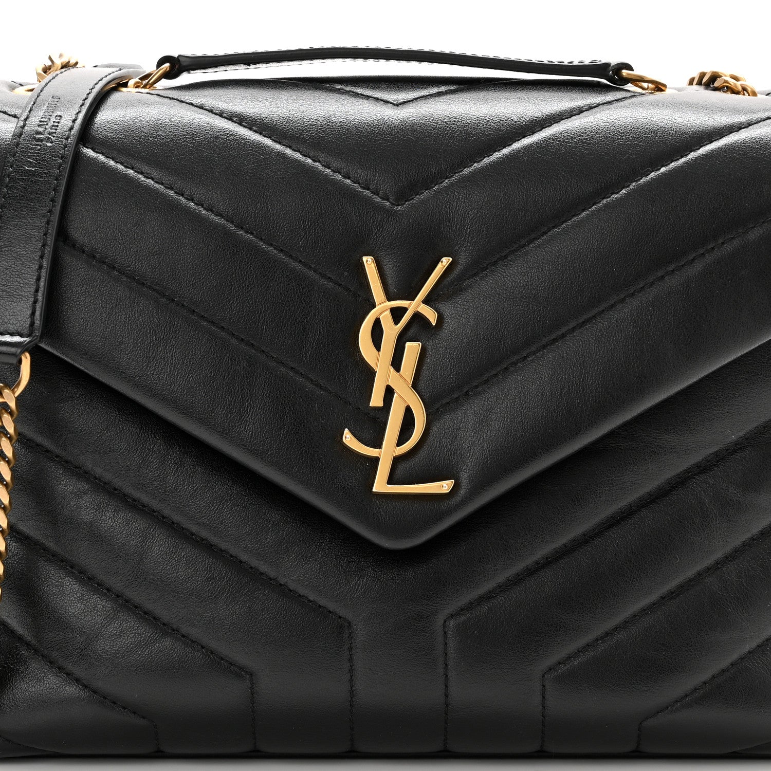 Saint Laurent Calfskin Y Quilted Monogram Small Loulou Chain Satchel Black 8 of 12