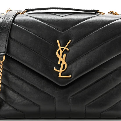 Saint Laurent Calfskin Y Quilted Monogram Small Loulou Chain Satchel Black 8 of 12
