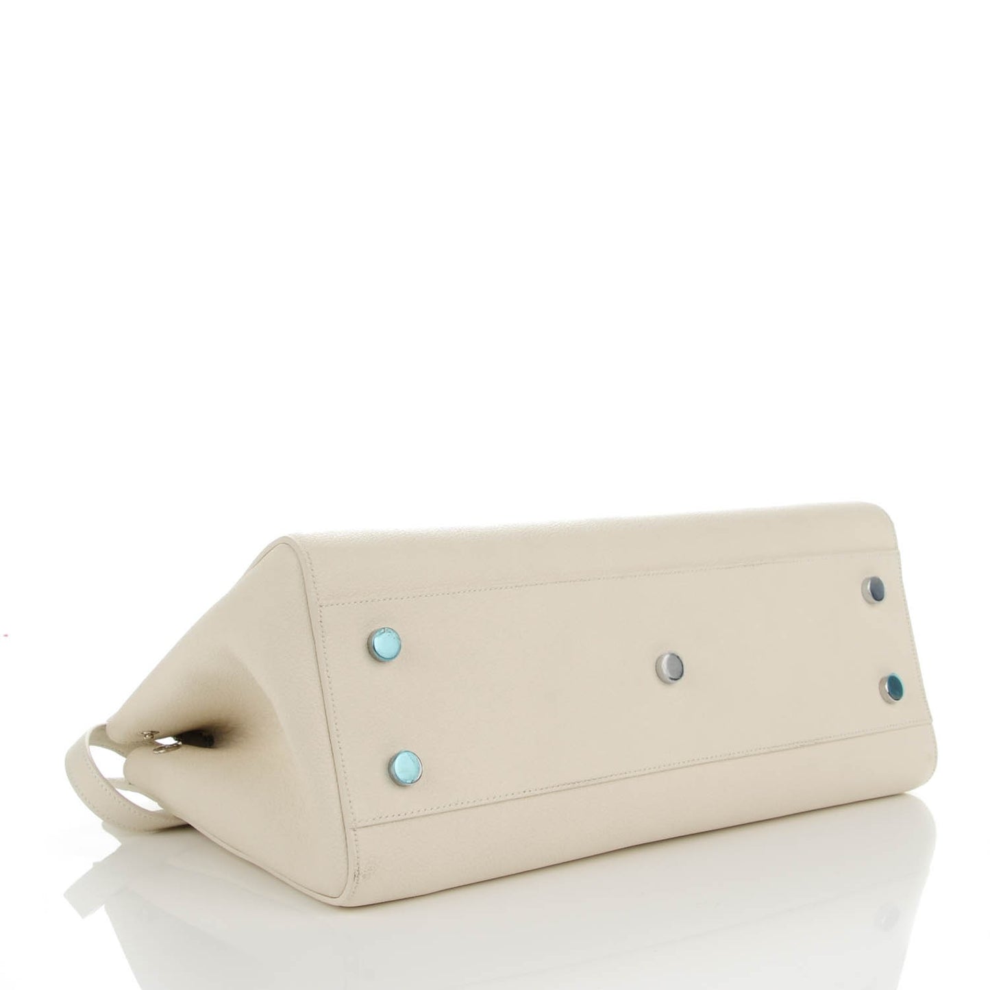 Grained Calfskin Medium Cabas Rive Gauche Dove White