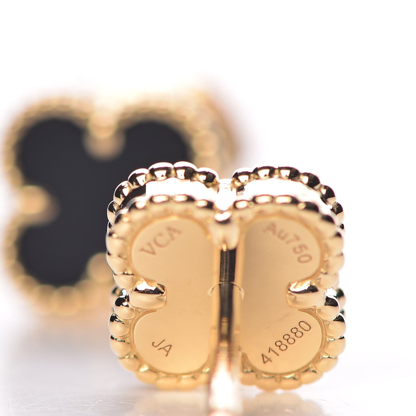 18K Yellow Gold Black Onyx Sweet Alhambra Earrings