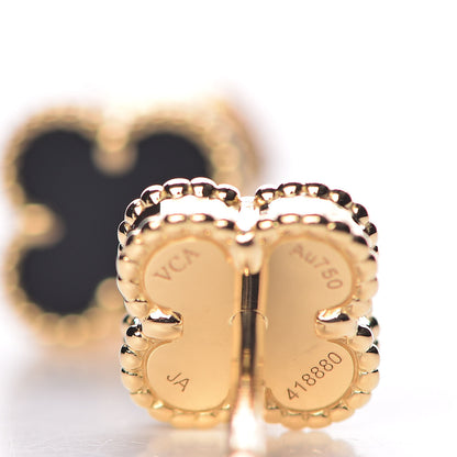 Van Cleef & Arpels 18K Yellow Gold Black Onyx Sweet Alhambra Earrings 6 of 7