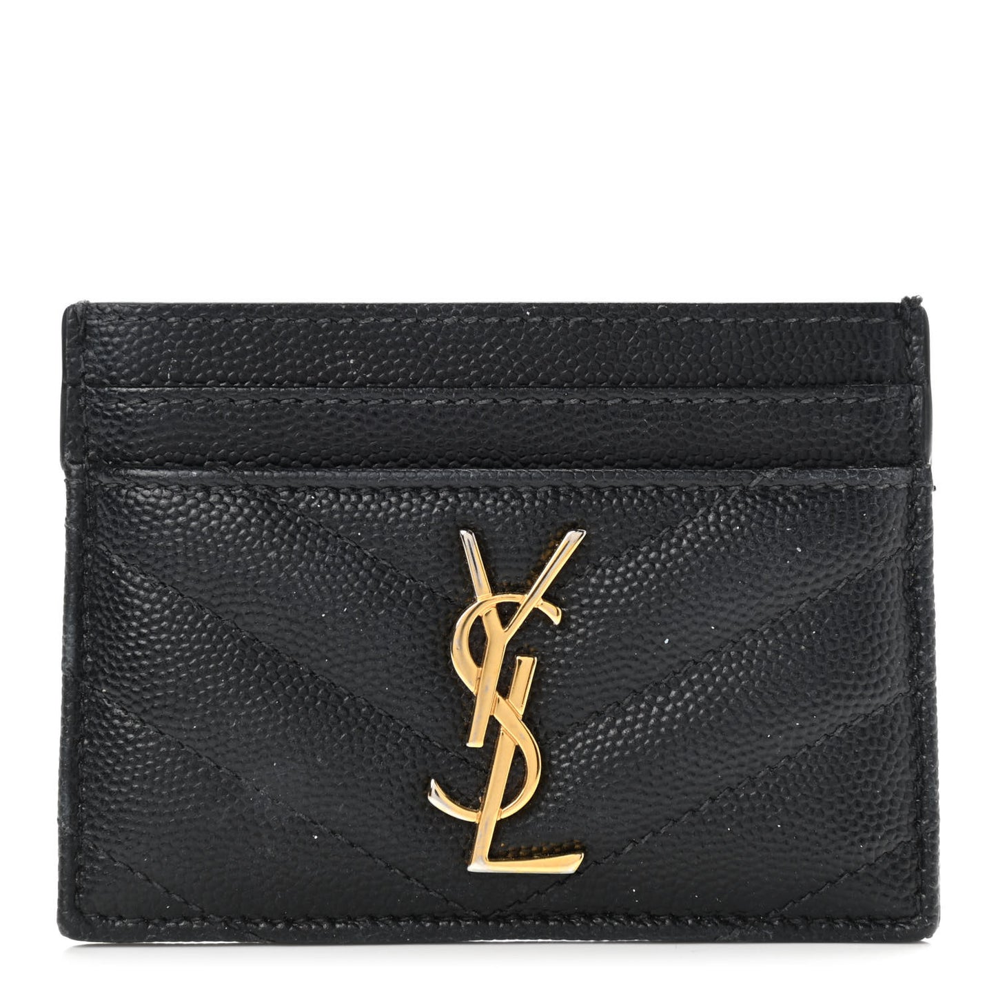 Grain De Poudre Matelasse Chevron Monogram Credit Card Case Black