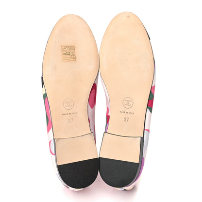 Chanel Canvas Grosgrain Cap Toe CC Ballerina Flats 37 Pink Multicolor 5 of 9