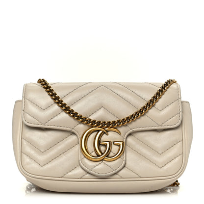 Gucci Calfskin Matelasse Super Mini GG Marmont Shoulder Bag White 1 of 10