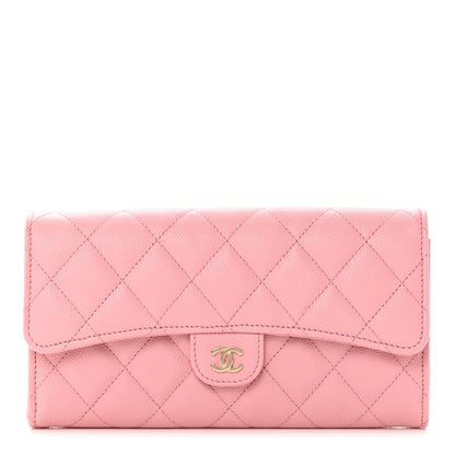 Chanel Caviar Quilted Large Gusset Flap Wallet Light Pink 1 of 8