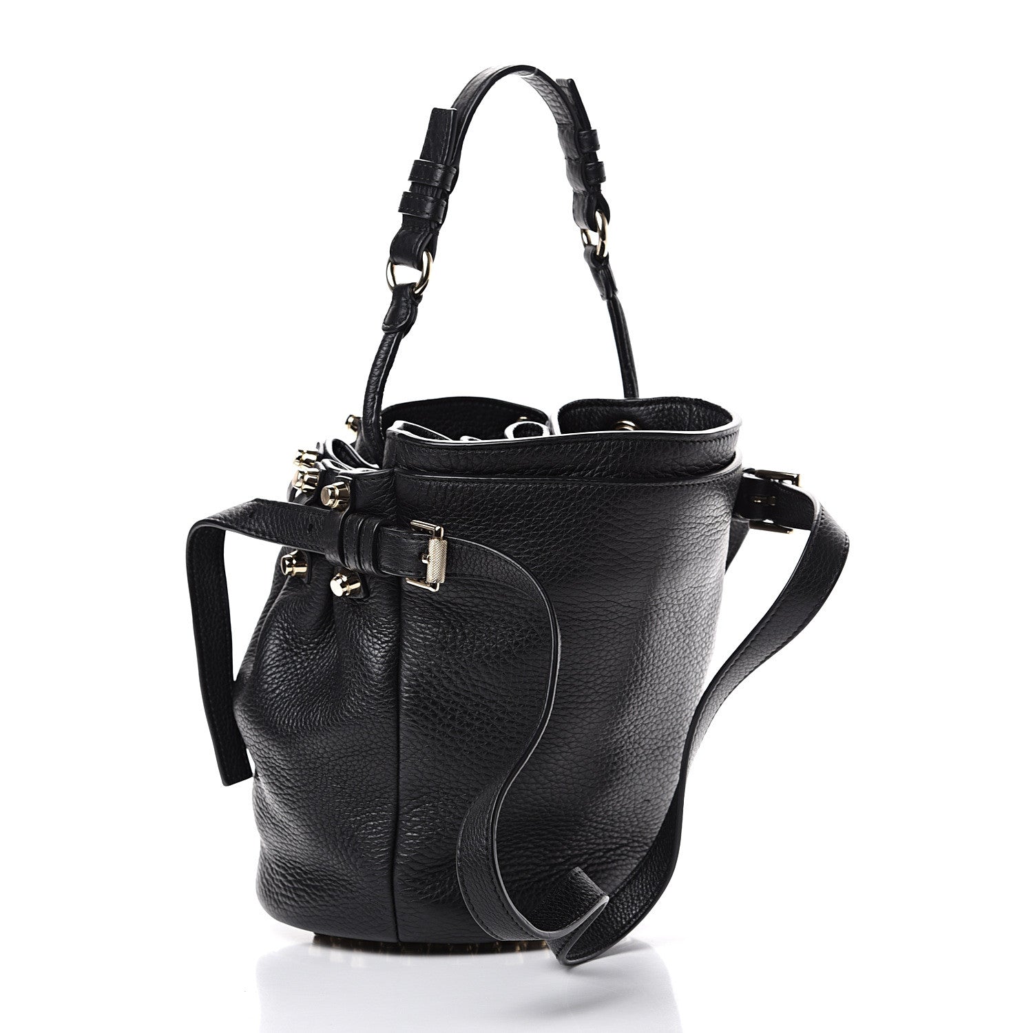 Alexander Wang Pebbled Lambskin Diego Bucket Black Gold Hardware 2 of 11