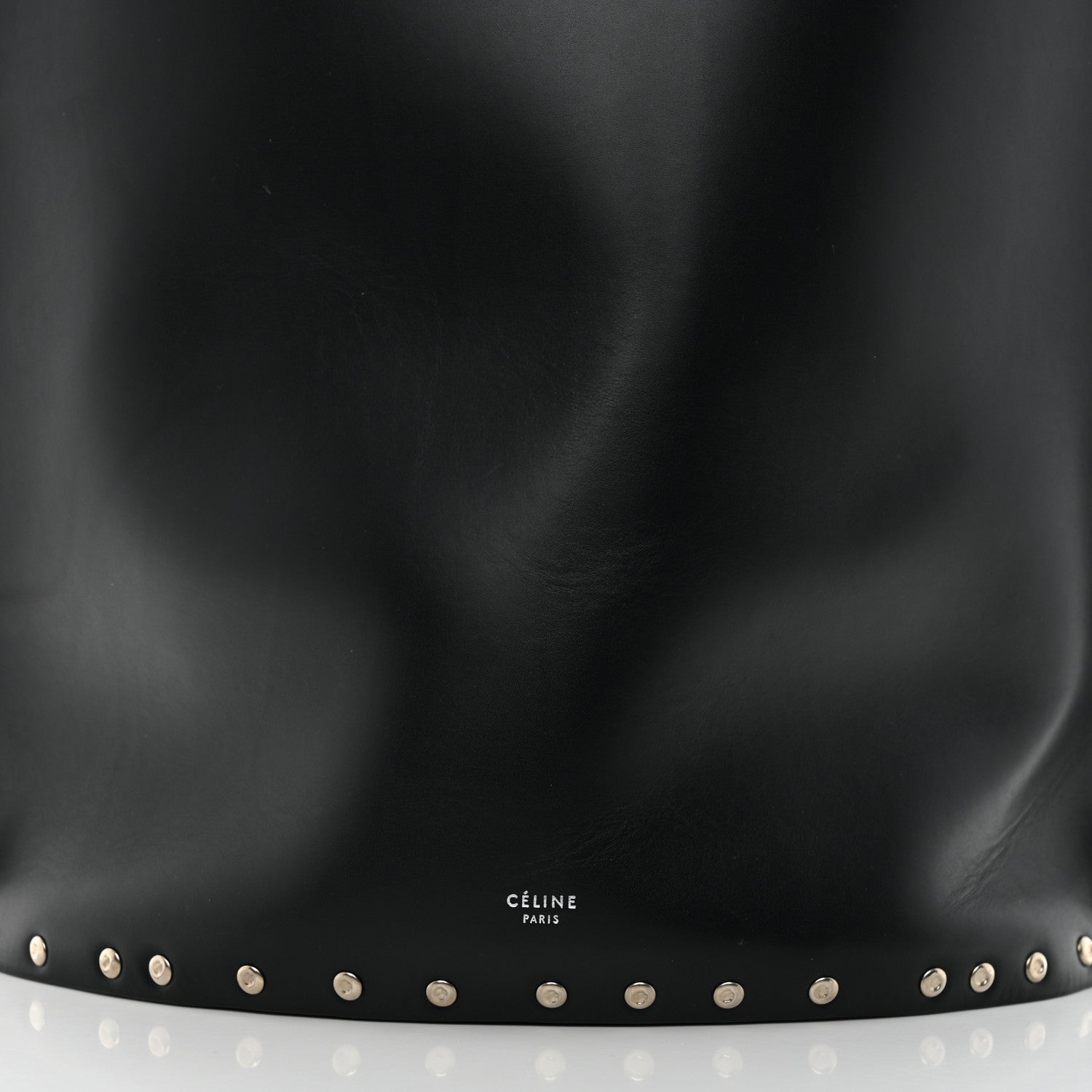 Celine Satinated Natural Calfskin Large Studs Bucket Shoulder Bag Black 7 of 9