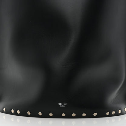 Celine Satinated Natural Calfskin Large Studs Bucket Shoulder Bag Black 7 of 9