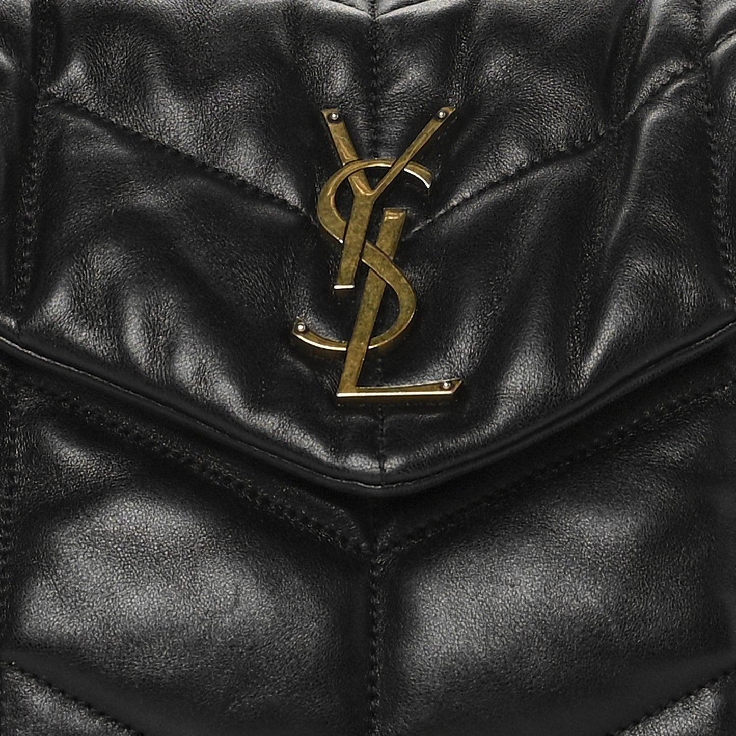 Lambskin Quilted Small Loulou Puffer Monogram Chain Satchel Black