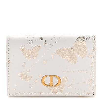 Christian Dior Calfskin Zodiac Print Caro Medium Wallet White Multicolor 1 of 7