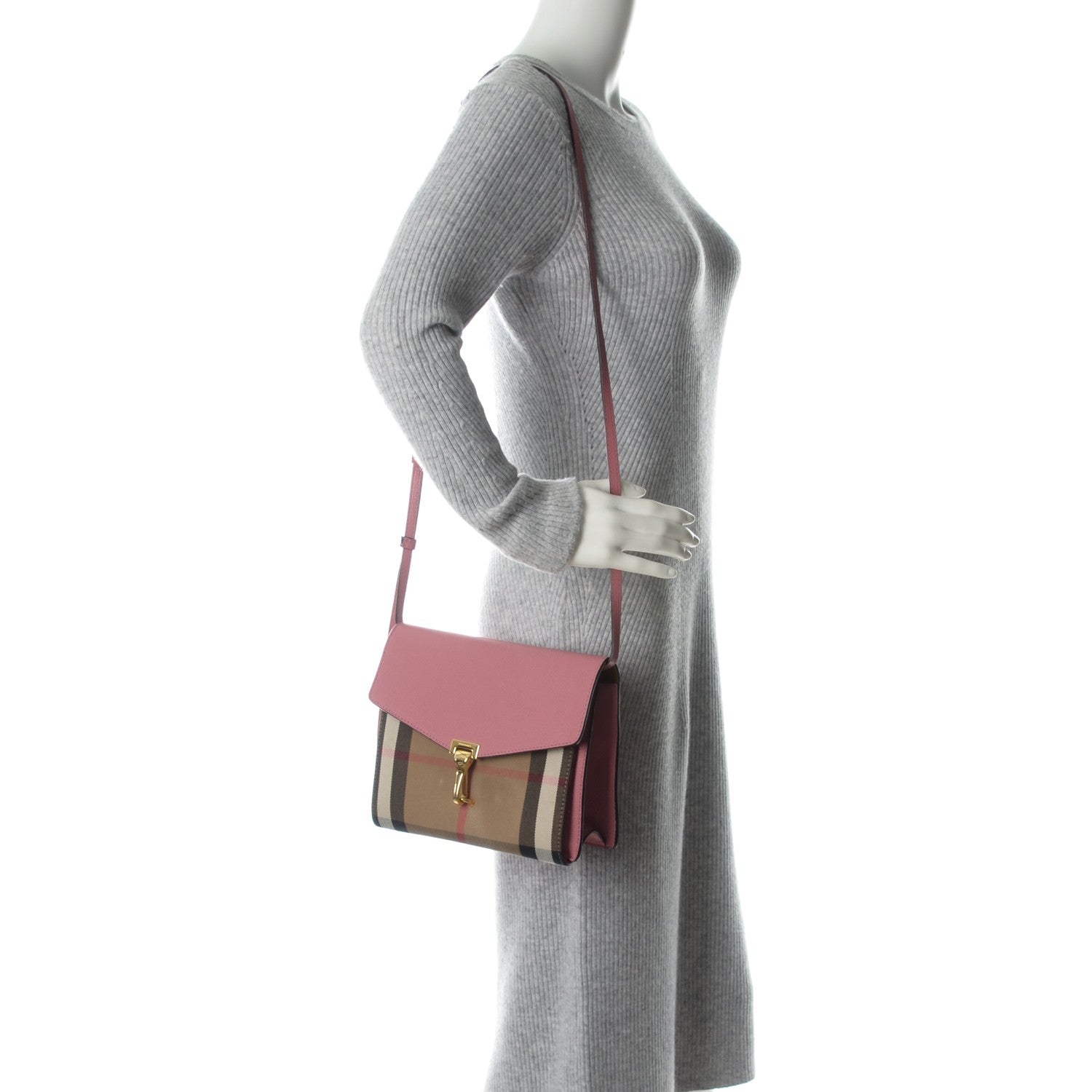 Burberry Derby Calfskin House Check Small Macken Crossbody Bag Mauve Pink 2 of 8