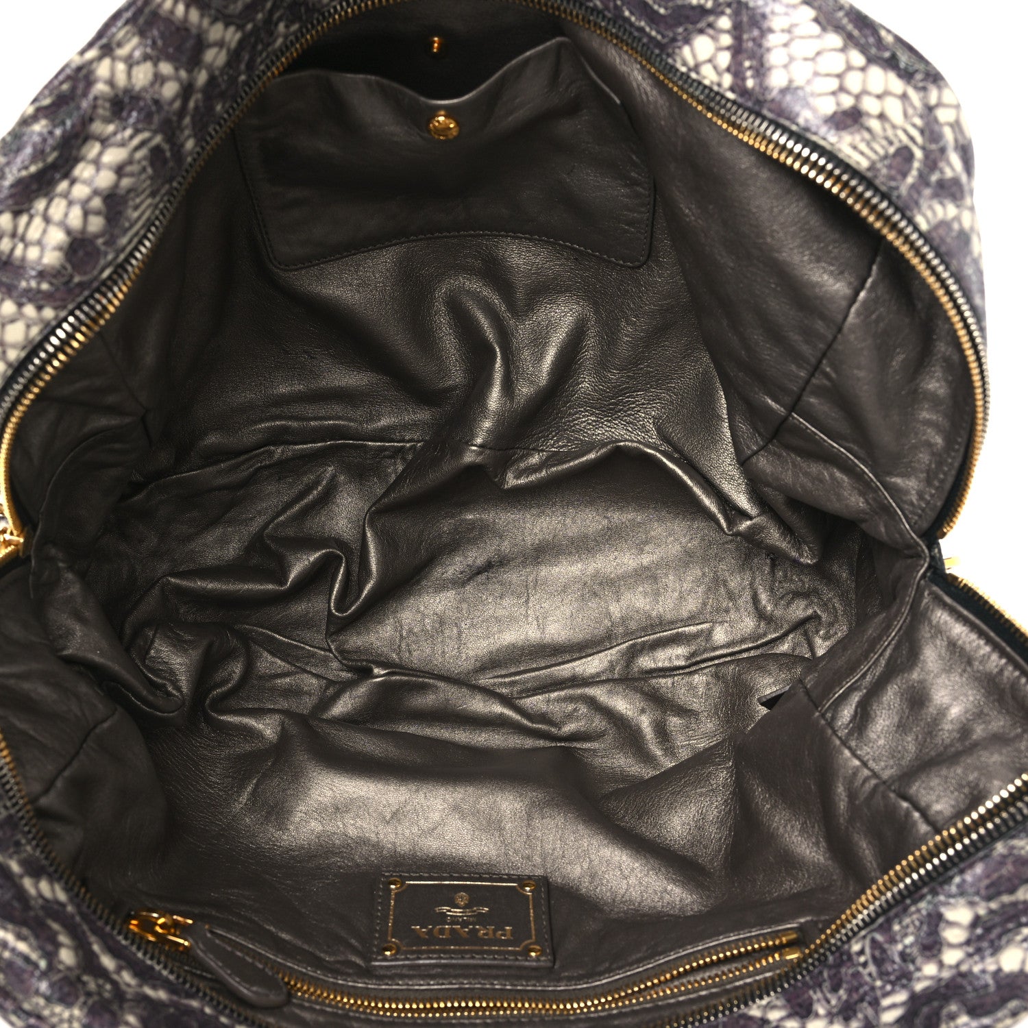 Prada Cervo Lux Print Lace Bauletto Bag Talco 5 of 10