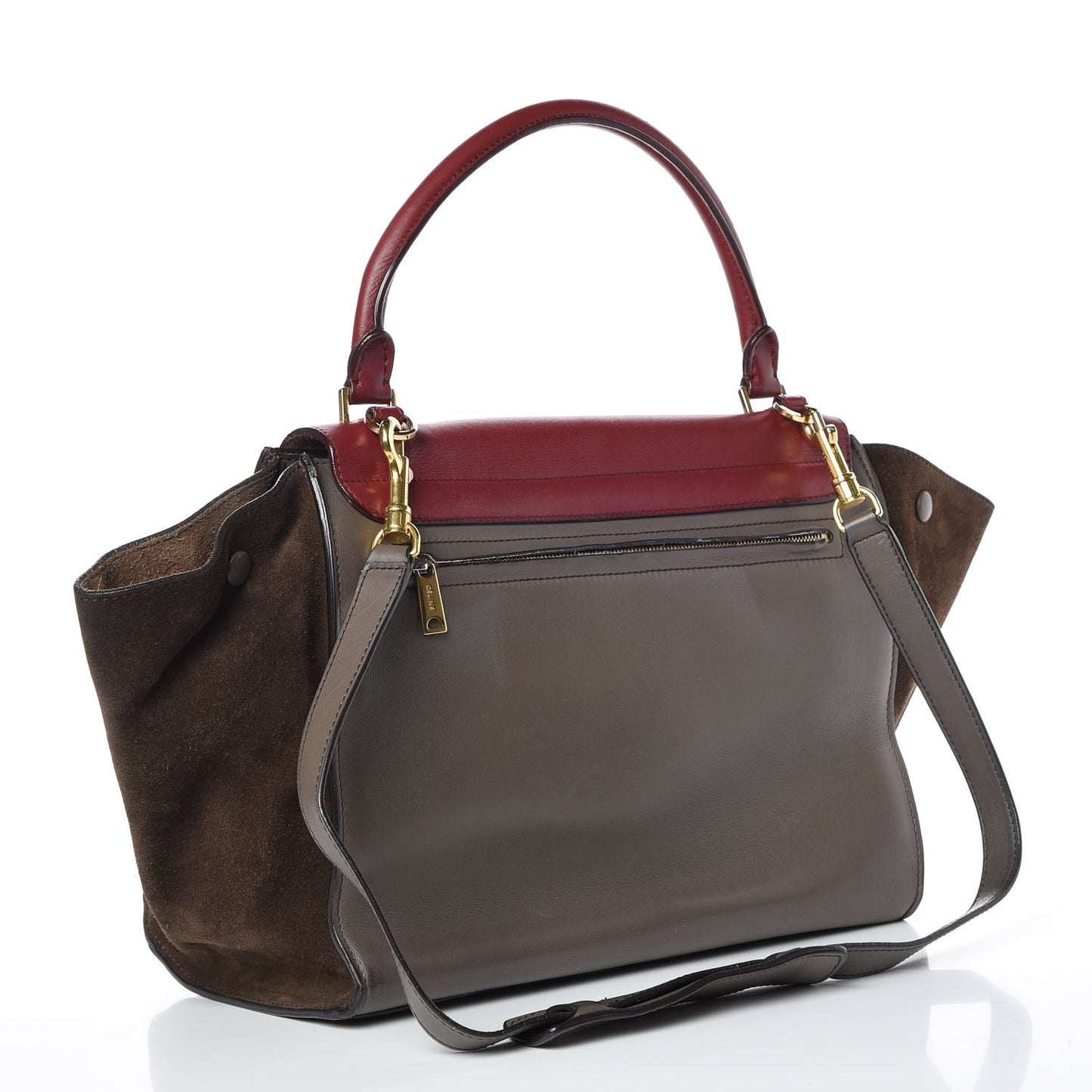 Calfskin Suede Medium Tri-Color Trapeze Taupe